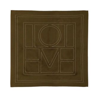 Toteme Embroidered Monogram Scarf - female - Tot&ecirc;Me - Silk Scarves - Brown - ONE SIZE - Accessories