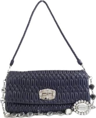 Miu Miu Pre-owned Shoulder Bags, female, Blue, Size: ONE SIZE Pre-owned Leather Shoulder Bag