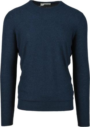 FILIPPO DE LAURENTIIS Spons Effect Trui - Heren - Ronde hals truien - Blauw - L - Katoen - Truien & Vesten
