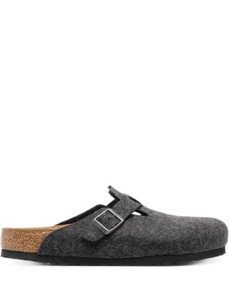 Birkenstock Boston round-toe slippers - men - Wool/Wool/Leather/Rubber - 41 Regular - Grey