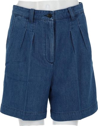 A.P.C. Nola Medium Blue High Waist Shorts
