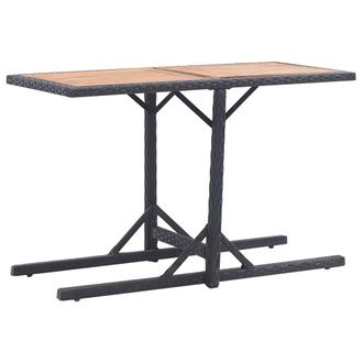 vidaXL Mesa De Jard&iacute;n Madera Maciza De Acacia Y Rat&aacute;n Sint&eacute;tico Negro Vidaxl