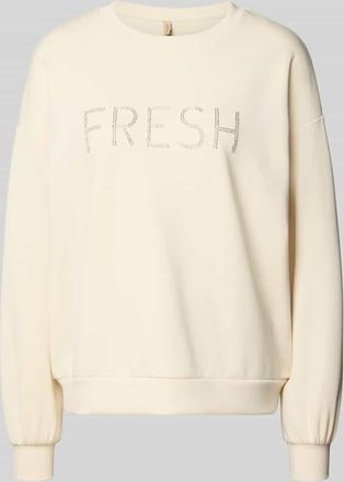 Soyaconcept Regular Fit Sweatshirt mit Ziersteinbesatz Modell Banu in Beige, Gr&ouml;&szlig;e XXL