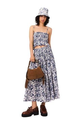Maje Fruit print maxi skirt in Blue Fruits Print at Nordstrom, Size 42 Eu
