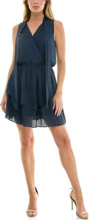 Socialite Scarf Surplice Neck Sleeveless Minidress in Navy at Nordstrom, Size X-Large