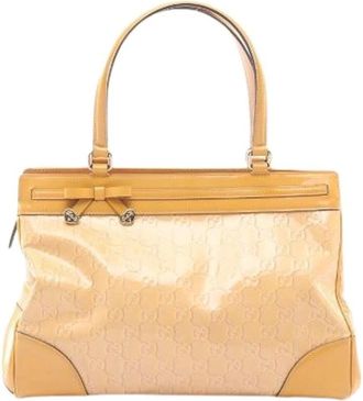 Gucci Pre-owned Handbags, female, Beige, Size: ONE SIZE Pre-owned Mayfair Patent Leather Tote Bag