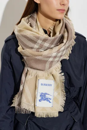 Burberry Scarf With Logo, Unisex, Beige