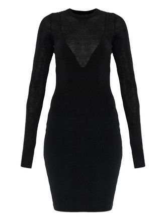 Versace Medusa-detail long-sleeve mini dress - women - Virgin Wool/Polyamide/Elastane - 40 - Black