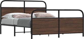 vidaXL Vidaxl - Giroletto senza Materaso in Metallo Rovere Marrone 160x200 cm