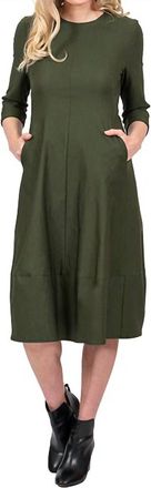 Scapa Three-Quarter Sleeve Midi Dress In Khaki