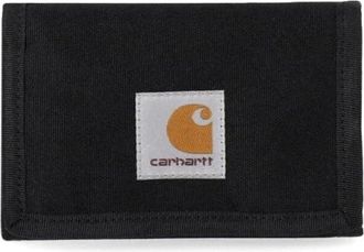 Carhartt Work in Progress Zwarte Polyester Canvas Portemonnee met Iconisch Logopatch - Heren - Portefeuilles - Zwart - ONE Size - Polyester - Accessoires