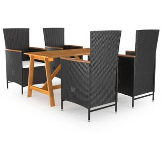 vidaXL Juego De Comedor Para Jard&iacute;n 5 Piezas Negro Vidaxl