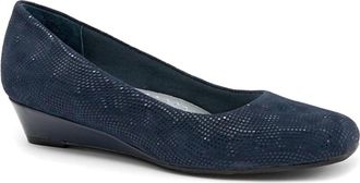 Trotters Womens Lauren 3D Patent Suede Shoes In Navy