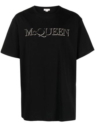 Alexander McQueen logo-embroidered T-shirt - Black