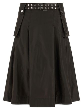 Ganni Brown Polyamide Midi Womens Skirt