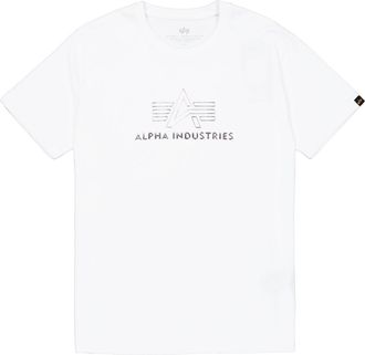Alpha Industries T-Shirt ALPHA INDUSTRIES Basic Mid Logo TPU T-Shirt, Herren, Gr. XXL, weiss (wei&szlig;, chrome), Obermaterial: 100% Baumwolle, Shirts T-Shirt
