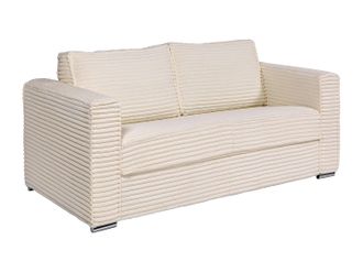 Vente-Unique Sof&aacute; cama de 3 plazas de apertura r&aacute;pida de pana beige - Somier de l&aacute;minas anchas de 140 cm - Colch&oacute;n de 18 cm LORETO