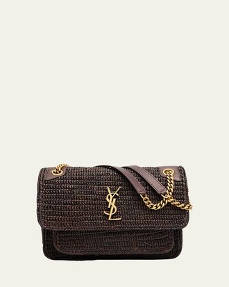 Saint Laurent Niki Medium YSL Raffia Shoulder Bag