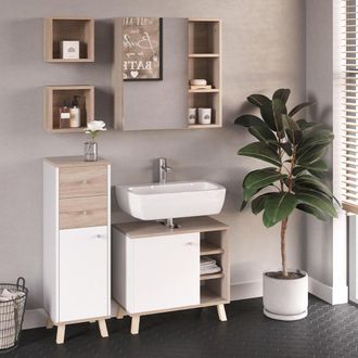Vicco Conjunto De Muebles De Ba&ntilde;o Senyo, Blanco, 4 Piezas