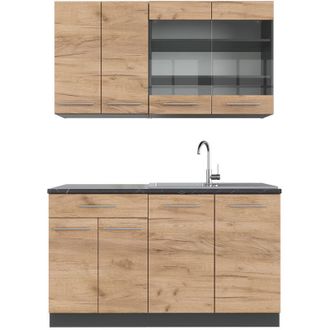 Vicco Cucina completa Fame-Line, Quercia dorata/antracite, 140 cm, PL Antracite, Vicco