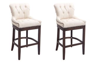 Clp Set 2x Taburetes Lakewood En Tela Crema Antiguo