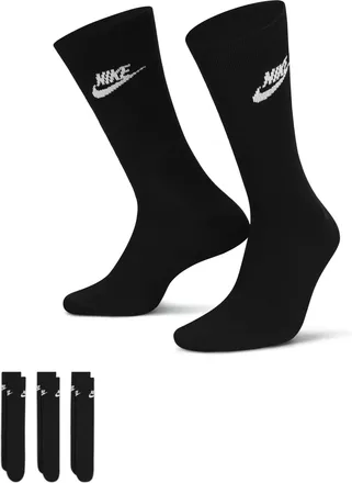 Nike Unisex Nike Sportswear Everyday Essential Crew Socks (3 Pairs) in Black | DX5025-010