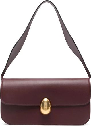 Neous Bordeaux Leren Schoudertas met Overslag - Dames - Schoudertassen - Rood - ONE Size - Leer - Tassen