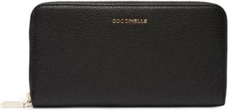 Coccinelle Leren Portemonnee met Rits - Dames - Portefeuilles - Zwart - ONE Size - Leer - Accessoires