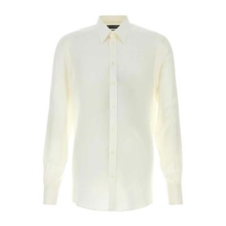 Dolce & Gabbana Formal Shirts, male, White, Size: XL Silk cr&ecirc;pe de chine martini shirt
