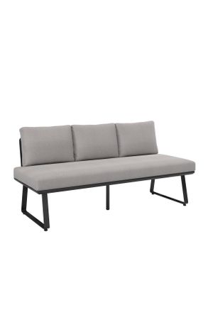 ambia GARDEN Gartenbank, Schwarz, Hellgrau, Metall, Textil, 177x74.7x73.3 cm, mit R&uuml;ckenlehne, Gartenm&ouml;bel, Gartenb&auml;nke, Gartenb&auml;nke