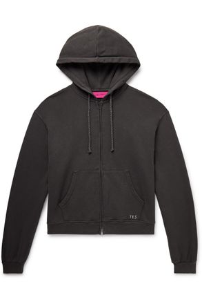 The Elder Statesman Daily Logo-Embroidered Cotton and Cashmere-Blend Zip-Up Hoodie