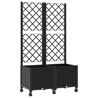 vidaXL Jardinera Con Enrejado Y Ruedas Negro 80 X 40 X 146 Cm Pp Vidaxl