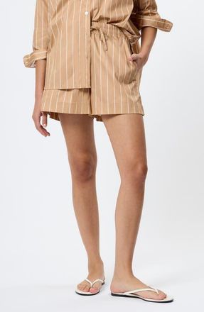 French Connection Alexis Stripe Poplin Shorts in Macchiato at Nordstrom, Size X-Small