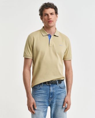 GANT Men Contrast Piqu&eacute; Polo Shirt (XXXL) WOODY BEIGE