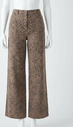 Z Supply Marli Denim Leopard Pants In Desert Tan