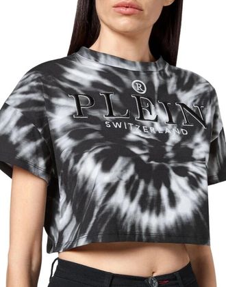 Philipp Plein Crop T-Shirt - Dames - T-shirts - Zwart - L - Katoen - Tops
