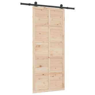 vidaXL Puerta Corredera Natural 80 X 208 Cm Madera De Pino Maciza Vidaxl