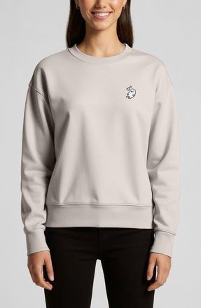 Dalix Heartly Ghost Relaxed Fleece Crewneck Sweatshirt in Bone at Nordstrom, Size X-Small