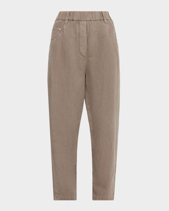 Brunello Cucinelli Dyed Cotton Twill Straight-Leg Ankle Pull-on Pants