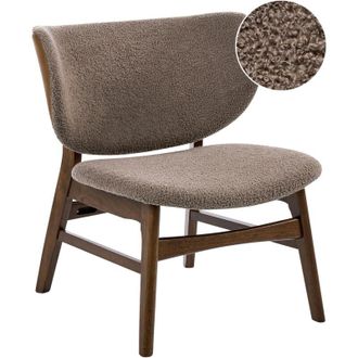 Beliani Set di 2 sedie da pranzo in stile retr&ograve; Seduta imbottita Boucle Legno scuro e tortora