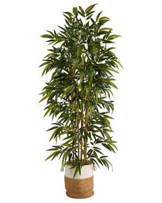 Nearly Natural Handmade 75In Bamboo Artificial Tree In Jute & Cotton Planter