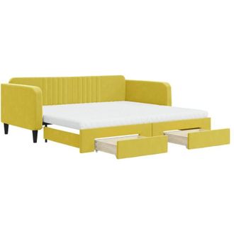 vidaXL Vidaxl - Divano Letto Estraibile con Cassetti Giallo 100x200cm Velluto