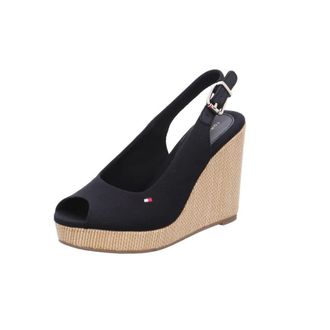 Tommy Hilfiger Women Iconic Elba Sling Back Wedge Espadrilles, Black (Black), 41 EU