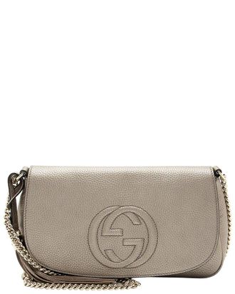 Gucci Silver Leather Metallic Soho Medium Flap Bag (Authentic Pre-Loved)