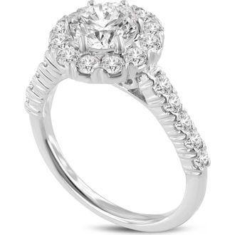 LuvMyJewelry Seraphine 14K White Gold Round Cut Lab Grown Diamond Halo Engagement Ring - 2 Ct at Nordstrom, Size 7