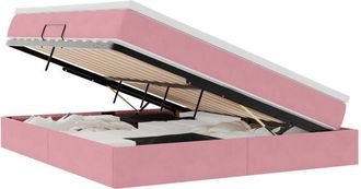 vidaXL Storage Bed with Mattress with Storage Pink 160 x 200 cm Velvet vidaXL