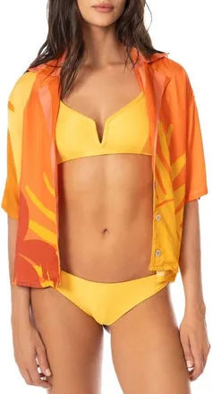 Maaji Instintc Octavia Cover-Up Shirt in Open Orange at Nordstrom, Size Medium