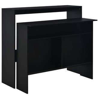 vidaXL Mesa Alta De Bar Con 2 Tableros Negro 130x40x120 Cm Vidaxl