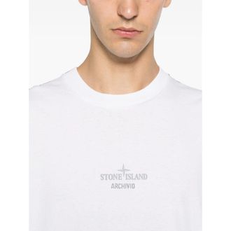 Stone Island Logo Print Crew Neck T-Shirt - White