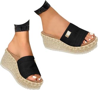 Generic Wedge Sandals for Women,Women Platform Sandals,Ladies Wedges,Summer Large Size Open Toe Fashion Retro Non-Slip Comfortable Ladies Platform Shoes,Summe